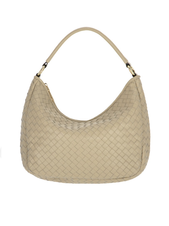  Beżowa pleciona torebka skórzana damska hobo L’AF