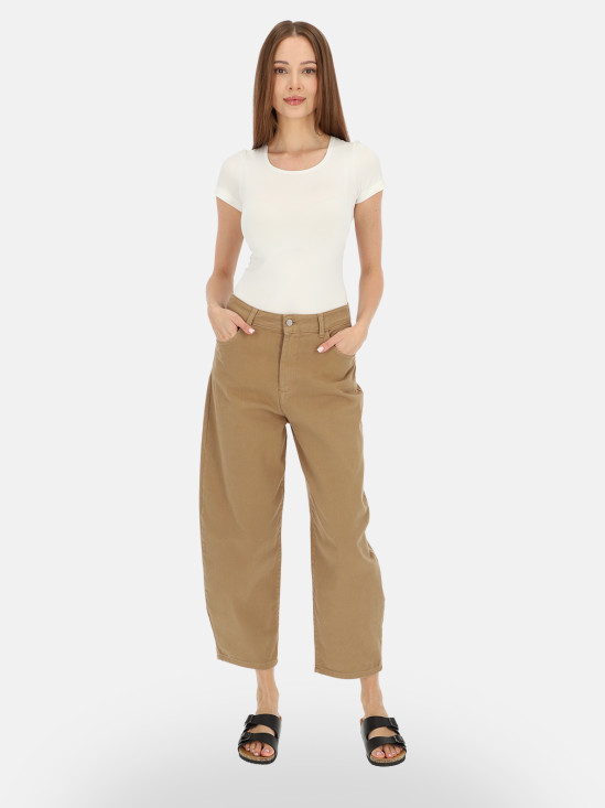  Karmelowe jeansy slouchy z wysokim stanem damskie L’AF Noemi