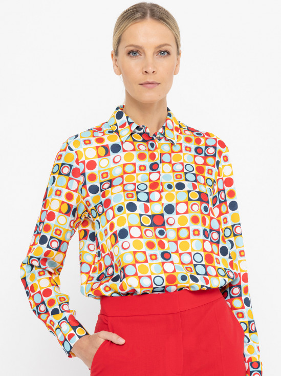  Koszula w kolorowy wzór Deni Cler Milano