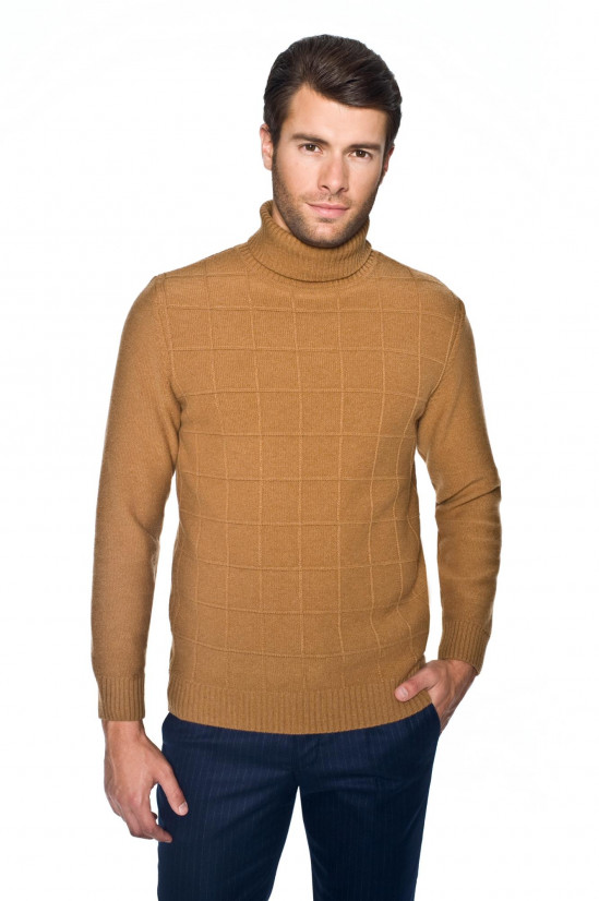  Camelowy wełniany sweter typu golf Recman Ripon