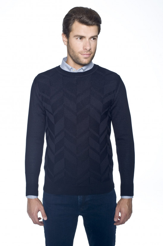 Granatowy sweter typu półgolf Recman Drago 