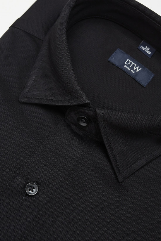 Czarna bawełniana koszula Recman Formento 3011M L slim fit